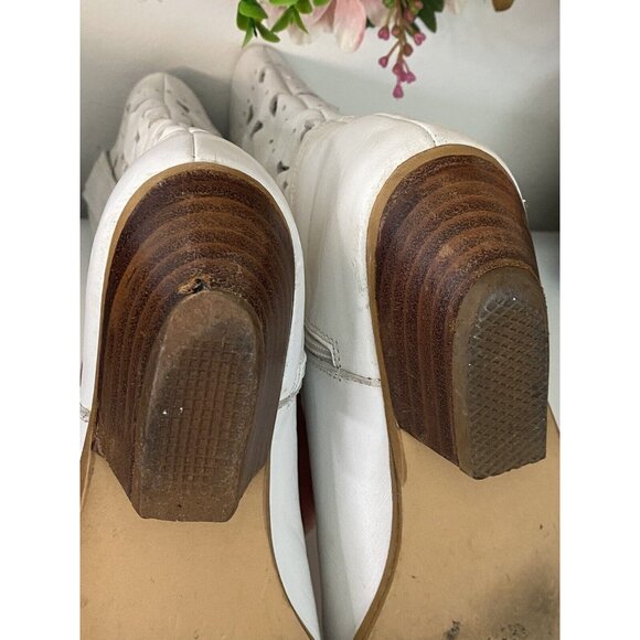 B.L.T. Santa Barbara Perforated Leather Western Boots Made in Spain Size 6 White - Picture 7 of 16